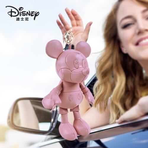 Disney Cartoon Simple Solid Color Mickey Mouse Doll PU Leather Pendant Bag Mickey Mouse Toy Key Ring Pendants cartoon