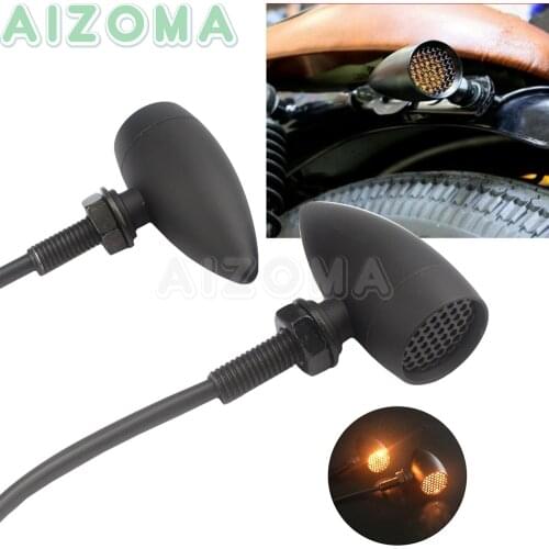 2x Aluminum Motorcycle 12v Retro Bullet Turn Signal Indicators Light For Harley Cafe Racer Yamaha Kawasaki 10mm Bolt Brake Lamp