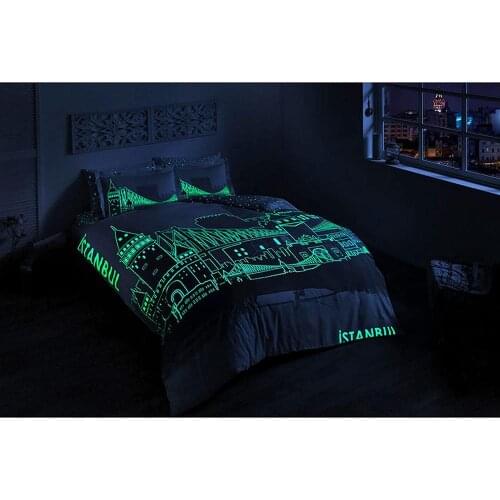 TAC Double Queen Size 4 pcs Satin Glow Duvet Cover Set -Istanbul Theme -100% Cotton
