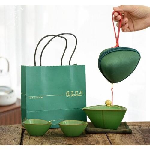 TT Portable Tea Set One Pot Two Cups Gift Customized Outdoor Travel Souvenir