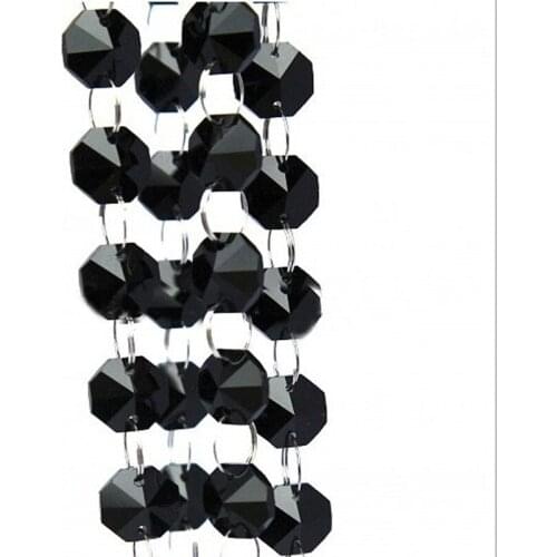 Top Quality 10m/lot Black Color K9 Crystal Octagon Beads Garland Strands Crystal Chandelier Parts Diy Curtain Wedding Decoration