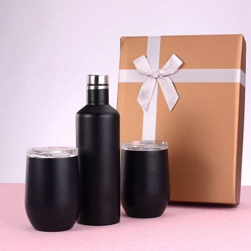 High-end set boutique eggshell cup wine bottle set gift 3-piece set with customizable name souvenir