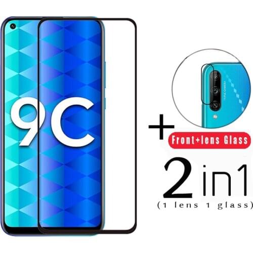 2 in 1 Clear Tempered Glass Film For Huawei Honor 9A 9C 9S 8A 8S 8X 8C Y7 Y5 Y6 2019 Y7P Y6P Y5P Camera Lens Screen Protector