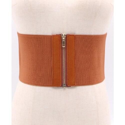 Women Elastic Waist Belt Dress Belt Accessories Stretch Wide Zipper Corset Cummerbund Waistband Dress Adornment for Women Strap
