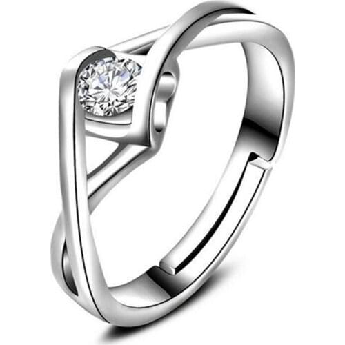 Style heart-shaped ring inlaid angel kiss ring women female Korean version of the end of silver jewelry # 154