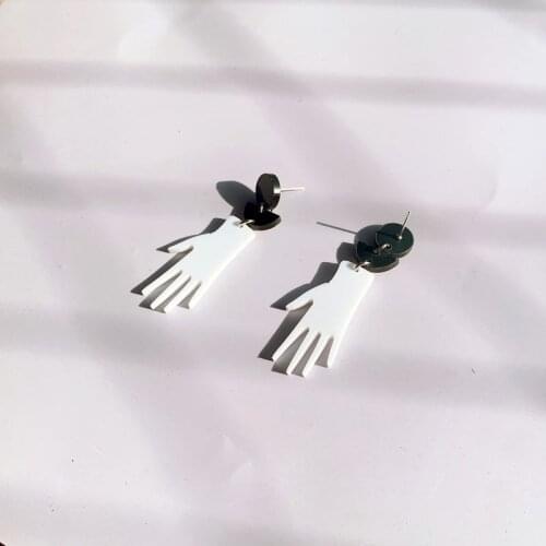 ZiccoWong New Design Acrylic Funny Hand Shape Drop Earring For Girl Kids Jewelry Unique Fashion Eardrop Party Friend Gift