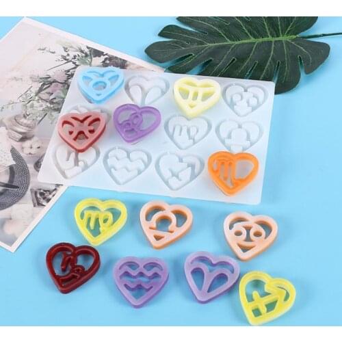 1Pcs Twelve Constellation Love Crystal Epoxy Mold Mixed Style Silicone Casting Molds For DIY Jewelry Supplies Accessories