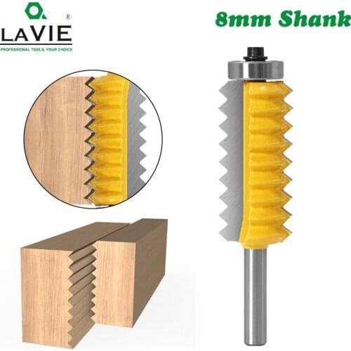 LAVIE 1pc 8mm Shank Finger Joint Glue Milling Cutter Raised panel V joint Router Bits for Wood Tenon Woodwork Cone Tenoning Bit