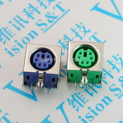 10PCS Keyboard socket PS2 6P purple green mouse socket 6-pin Connector