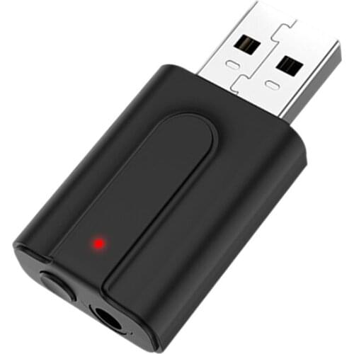 2 In 1 USB Bluetooth V5.0 Receiver Transmitter Car Wireless Audio AUX Adapter JR Deals