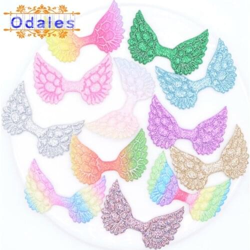 20Pcs Mixed Padded Shiny/Glittered Angel Wing Shape Appliques for Kid DIY Spirit Cupid Patches Crafts Baby Headwear Accessories