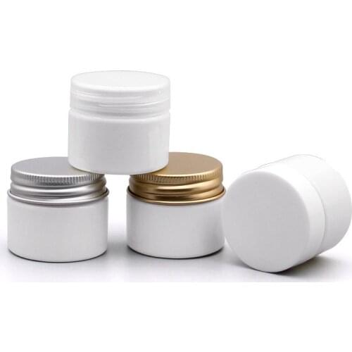 200pcs 20g Empty PET Clear Cosmetic Jars Pots Eye Cream Lotion Lip Balm Makeup with White Rose Gold Caps