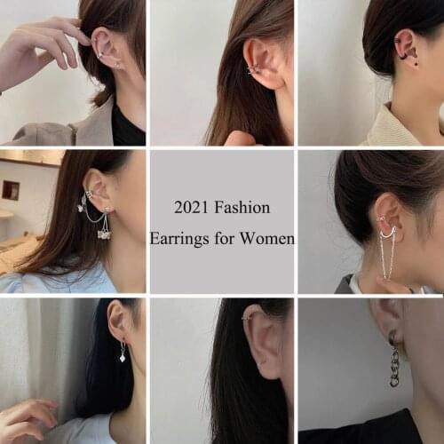 2021 Fashion Butterfly Clip Earrings Ear hook Stainless Steel Ear Clips Double pierced Earring Earrings Women Girls Jewelry