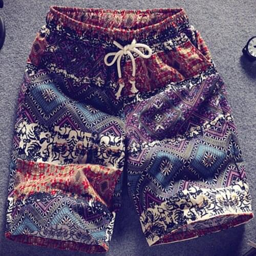 2020 Summer Fashion New Mens Casual Boutique Flower Shorts / Male Stretch Waist Beach Drawstring Shorts