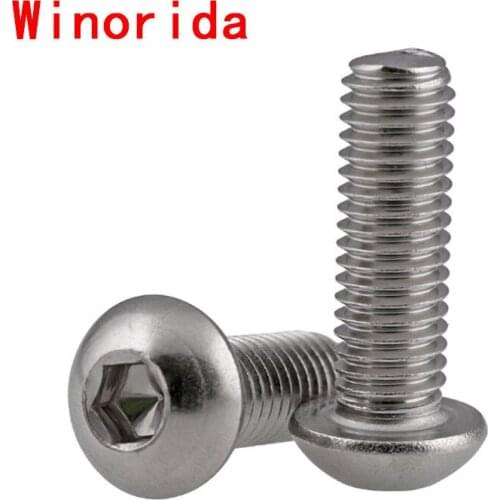 304 Stainless Steel Round Head Hexagon Socket Screw Pan Head Hexagon Socket Bolt 2#-56 10#-24 20Pcs
