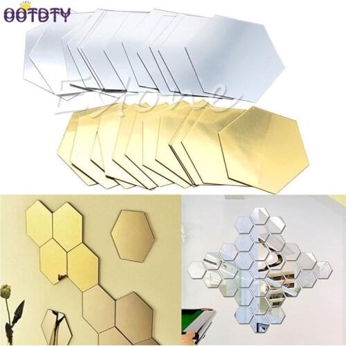 3D Hexagon Acrylic Mirror Wall Stickers DIY Art Wall Decor Wall Stickers Home Decor Living Room Mirrored Decorative Sticker