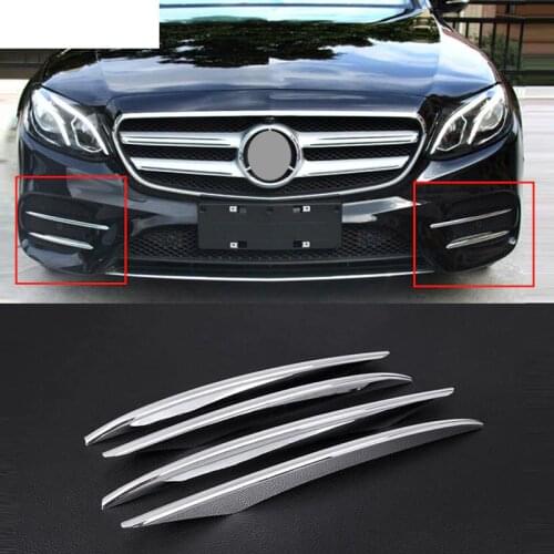 4pcs ABS Chrome Front Fog Lamp Cover Trim For Mercedes Benz E Class W213 E200 E300 2016 2017 2018 2019 E43 AMG Car Accessories