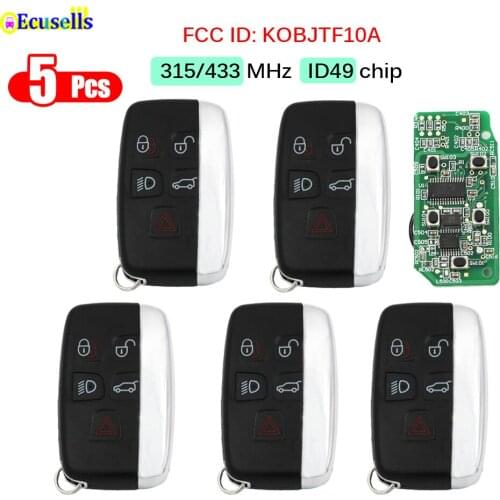 5pcs/lot 5 BUTTON SMART REMOTE KEY FOB 315mhz 434Mhz for Land Rover Range Rover Sport Evoque Vogue LR4 KOBJTF10A PCF7953 chip