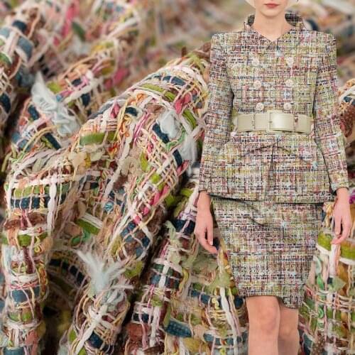 White waxberry Italy Colourful Tweed Fabric Garment Material Autumn Women Jacket Coat Sewing Cloth Tailor Textile Freeshipping