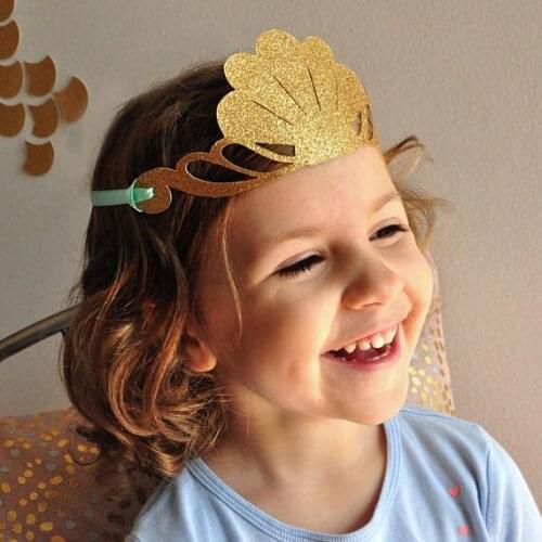 GLITTER Mermaid under the sea birthday hats caps ocean wedding baby shower Decorations paper masks Crowns with ribbons