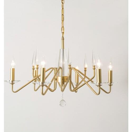 Designers choice glass crystal golden chandelier light LED hanging light for dinning living bedroom foyer candle LED chandelier