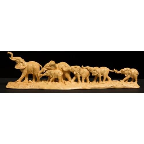 The Journey of The Elephant Solid Wood Feng Shui Crafts Lucky Wood Carving Nordic Decoration Home African Decoration Home