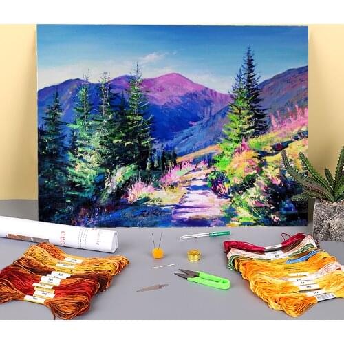 Landscape Printed Canvas 11CT Cross Stitch DIY Embroidery Complete Kit DMC Threads Handmade Painting Needlework Promotions
