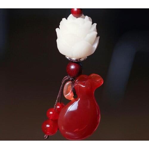 Fine jewelry Bodhisattva Lotus car bick door key pendant jade chalcedony purse creative gift