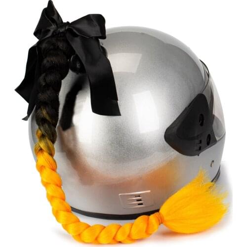 Helmet Ponytail Pigtails Braids Hair with Bowknot Detachable Suction Cup for Motorcycle Bike Bicycle Cycling Bikers Riders