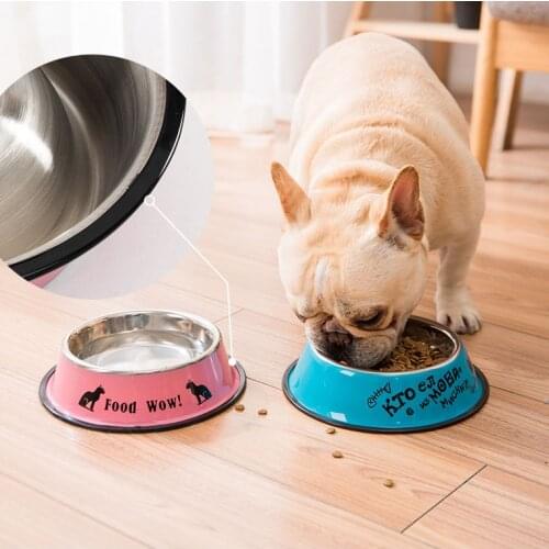 Pretty&Better Dog Bowl Stainless Steel Feeder Drinking Water Bowl Puppy Cat Food Drink Water Feeder Cartoon Pattern Anti Skid
