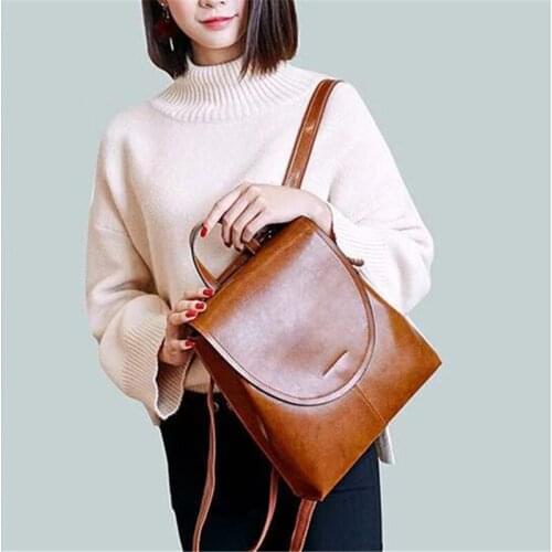 Fashion Womens Backpack High Quality Teen Leather Backpack Girls Girls School Shoulder Bag Bagoc mochila