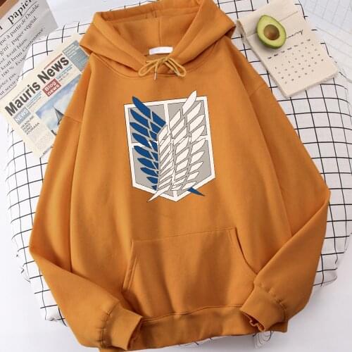 Hot Sale Loose Vintage Clothesattack On Titan Wings Of Freedom Print Male Hooded Coldproof Vogue Men Sweatshirt Big Size Hoodie