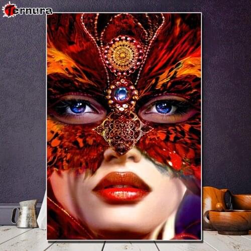 Full square round drill Girlfriend jewelry feather mask diy diamond painting set 5d diamond embroidery Cross Stitch decoration