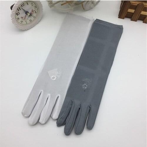 Summer Women Sunscreen Embroidered Gloves Lady Medium-long Thin Elastic Etiquette Gloves Fashion Driving Car Accessories