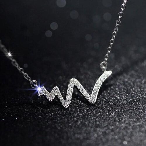 Shiny Zirconia Wave Pendants Necklaces Rose Gold Silver Color Necklace Choker Fashion Party Jewelry Gift For Women Girl collier