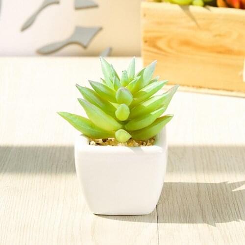 Lovely Artificial Plants with Pot Simulation Succulents Mini Bonsai Potted Placed Green Fake Plants Table Garden Decoration