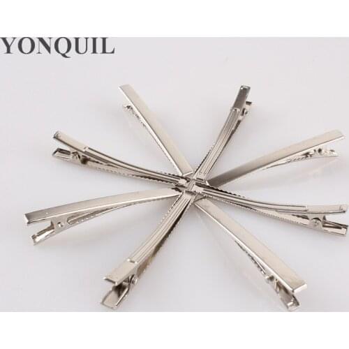 47MM Single Prong Girls Hairpins Alligator Clip Silver Metal Hair Clips DIY Hair Accessories For Girls Show Dance 200PCS/LOT