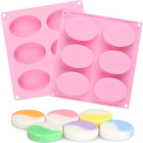 SILIKOLOVE 6Cavity Silicone Mold For Soap Handmade Oval Forms 3d Craft DIY Silicon Mold For Soap Making Resin