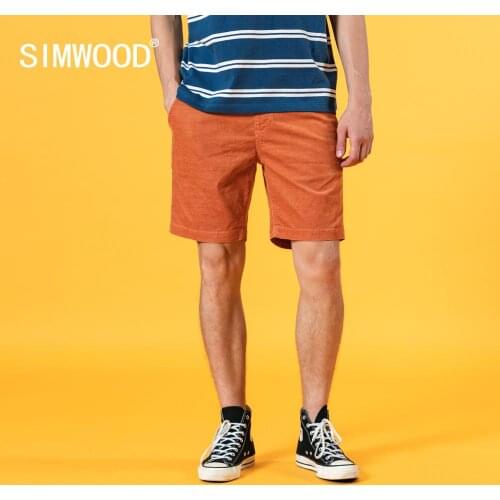 SIMWOOD 2021 Summer New garment dyed corduroy knee-length shorts men plus size vintage drawstring trousers SJ130714