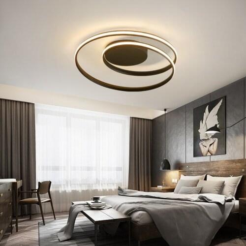 Modern Minimalist Bedroom Lamp Nordic Living Room Black And White Personality Shopping Mall Round Led Ceiling Lamp Model Room