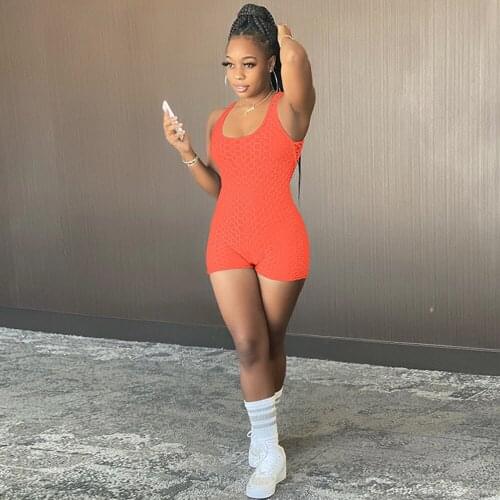 Black/grey/orange Sporty Rompers Womens Jumpsuit Casual O-neck Backless One Piece Playsuit Activewear Yoga Stretchy Bodysuits