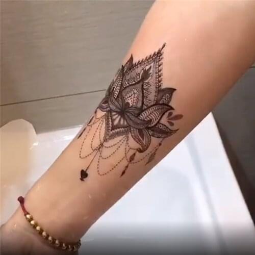 Waterproof Temporary Tattoo Sticker Chest Lace Henna Mandala Flash Tattoos Wolf Diamond Flower Body Art Arm Fake Tatoo Women Men