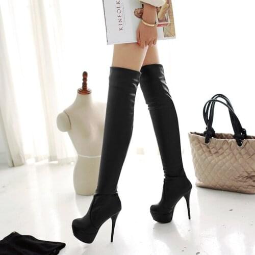 2021 Large Size 34-46 Over The Knee Boots Platform Ladies Shoes Women Boots Sexy Thin High Heels Shoes Thigh High Boots