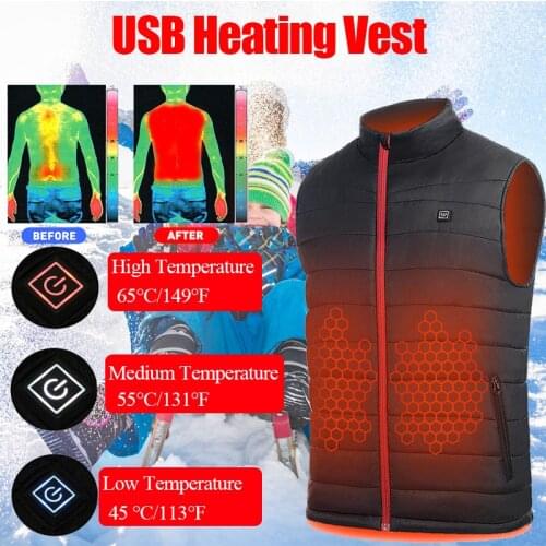 USB Electric Heated Vest Thermal Clothing Men Women Sleeveless Jacket Winter Tactical Waistcoat Fishing Hunting Heater Vest