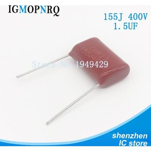 10PCS/Lot 400V 155J 1.5UF Pitch 20MM 400V 155 1500nf CBB Polypropylene film capacitor