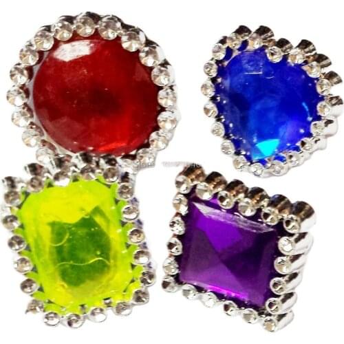 24X Colorful Rhinestone RINGS PRINCESS GIRLS birthday party favors gift bags - 4 DESIGN ASSORTED