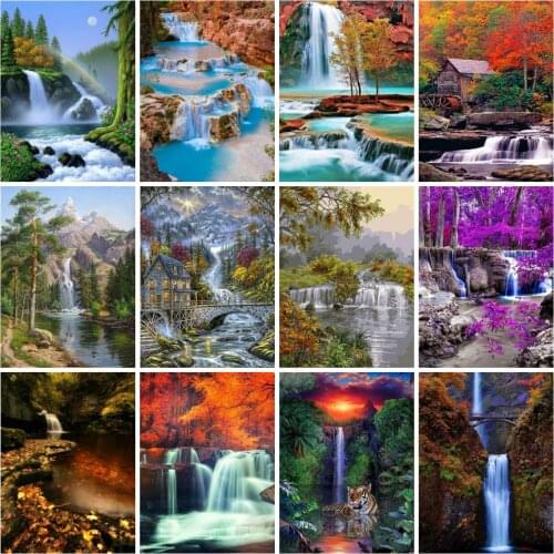 Diamond Painting Landscape Rhinestones 5D Square/Round Diamond Embroidery Waterfall Cross Stitch Bead Picture Kits Handwork Gift