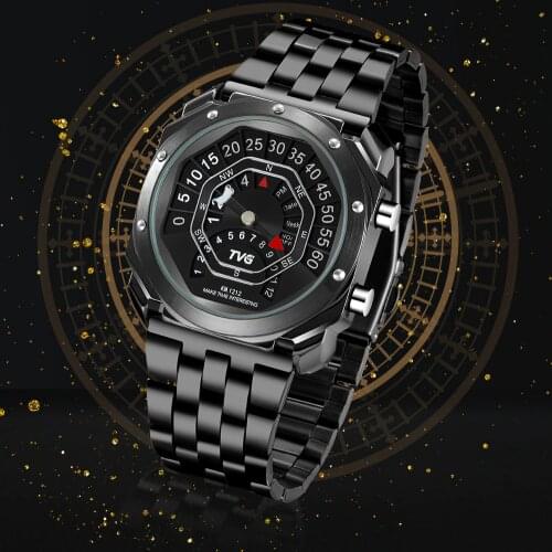 Mens Digital Watch TVG Outdoor Watch Compass Watch Binary Time LED Display 30M Waterproof Sport Army Wristwatches