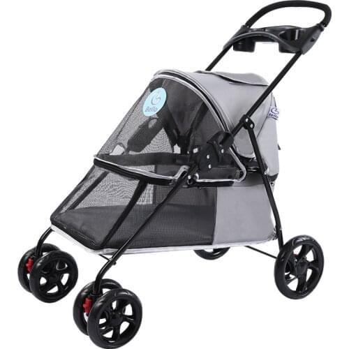 Four Wheel Small Pet Stroller Carrier for Little Dog and Cats Super Light and Breathable Oxford Pet Strollers Bearing 15KG