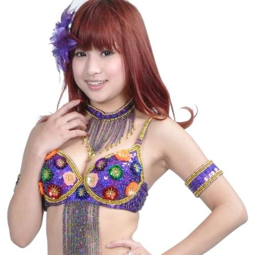 Cheap Dance Jewelry Oriental Dance Costume Accessories Sequin Beaded Adjustable Belly Dance Necklace Armbands Oriental Accessory